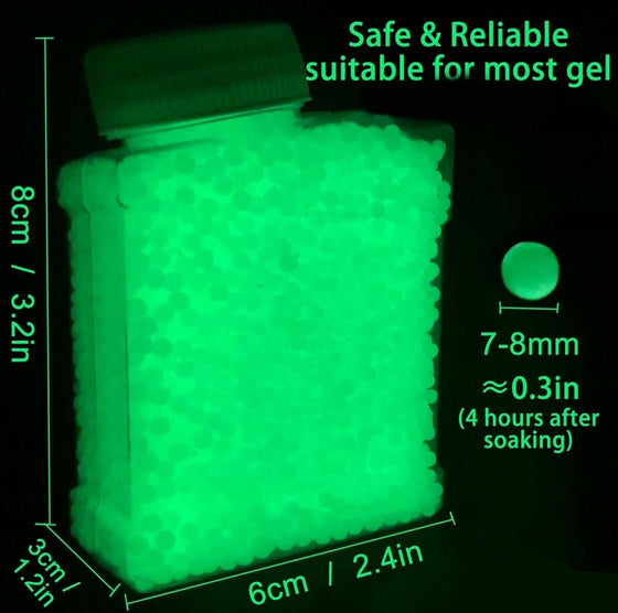 Glow in The Dark Gel Ball Beads, 4 Bottles 7mm - 8mm Fluorescence Green Gel Water Luminous Beads Balls - Gel Toy Nation - 