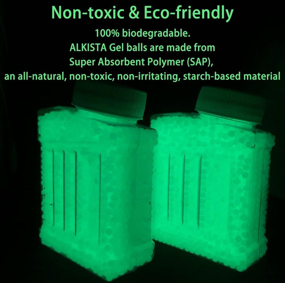 Glow in The Dark Gel Ball Beads, 4 Bottles 7mm - 8mm Fluorescence Green Gel Water Luminous Beads Balls - Gel Toy Nation - 
